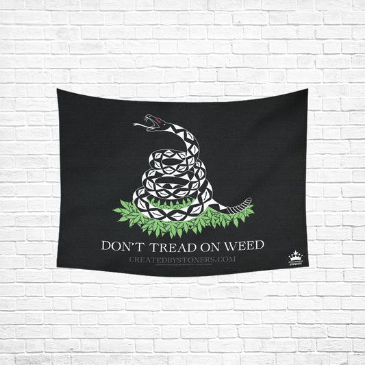 Don't Tread on Weed 40x30 Cotton Wall Tapestry - Black