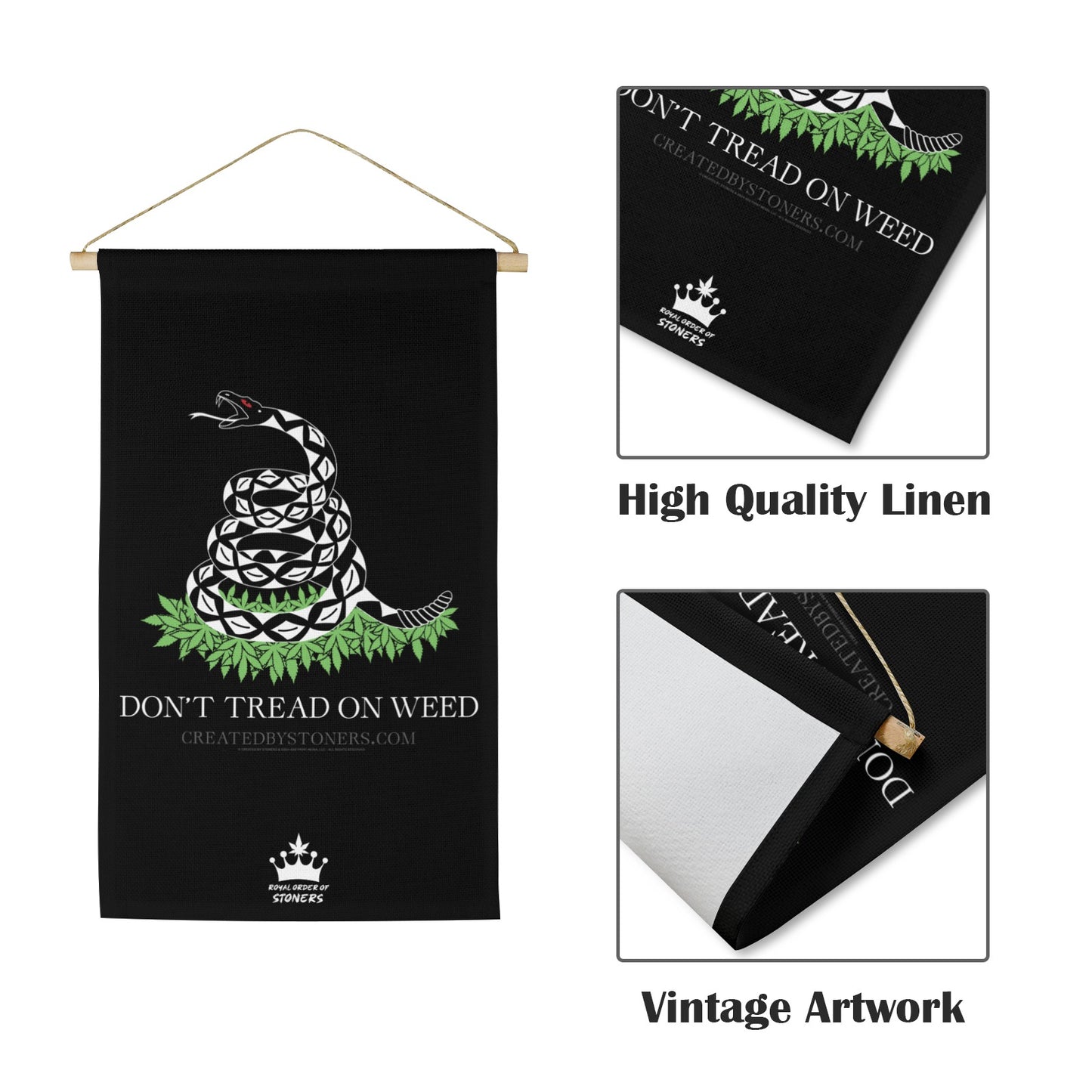 Don't Tread On Weed Linen Wall Poster - Black Linen Hanging Poster (without Fringe)