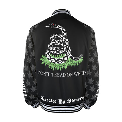 Don't Tread On Weed Bomber Jacket Men's Striped Trim Bomber Jacket (Model H21)